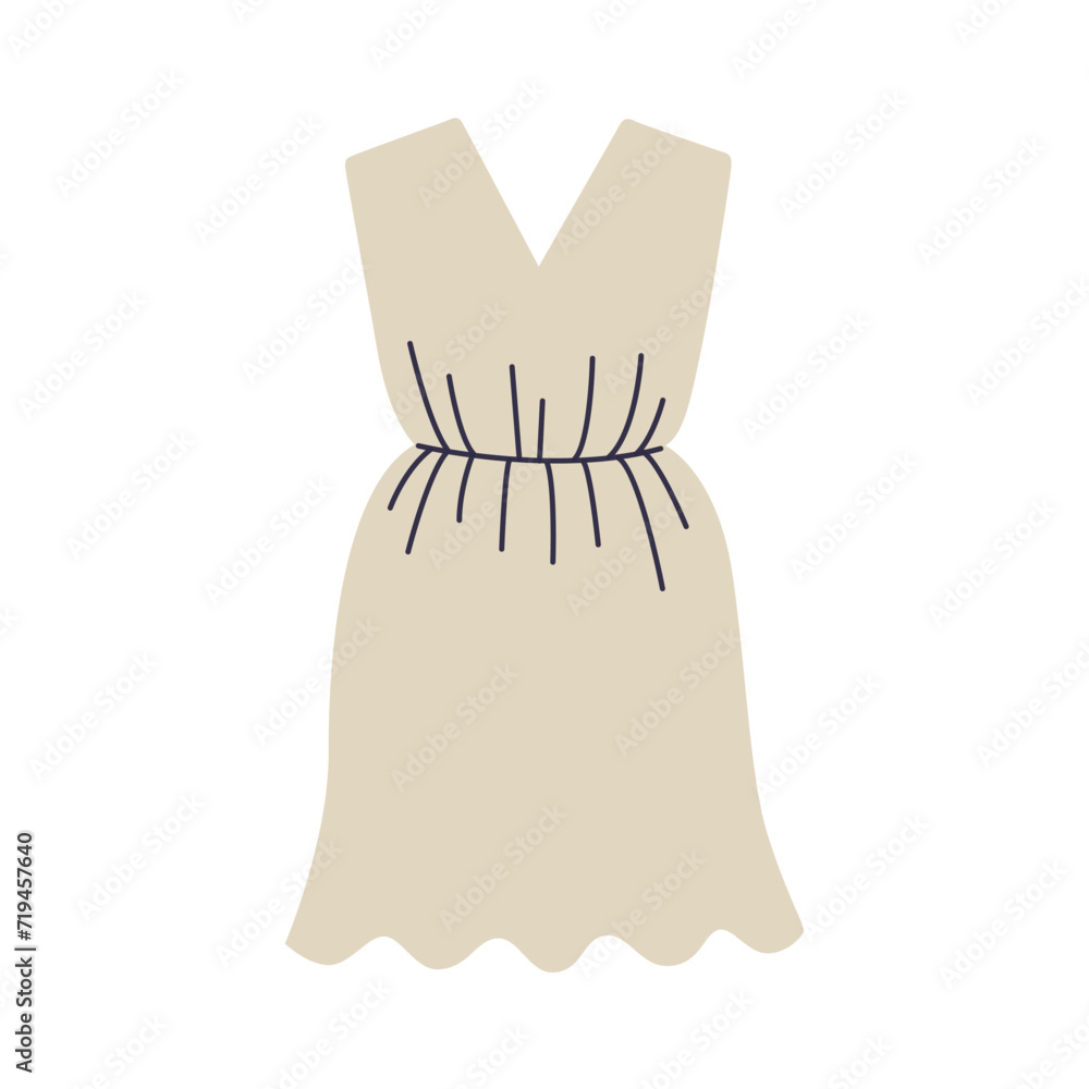 Fashionable stylish women's dress, beautiful clothes. Flat vector cartoon illustration isolated on white background Fashionable stylish women's dress, beautiful clothes. Flat vector cartoon illustration isolated on white background