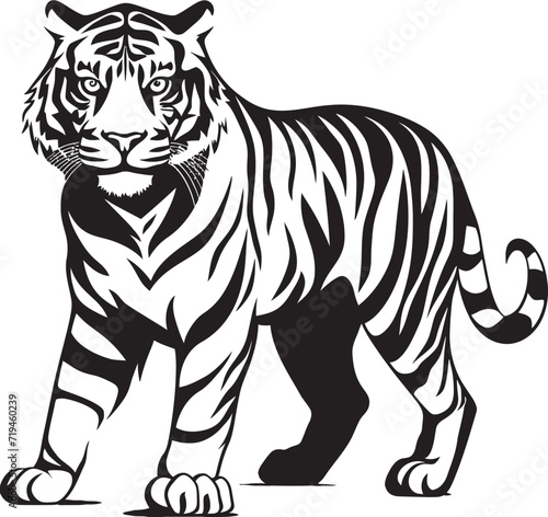 Futuristic Tiger Art Modern Aesthetics in Monochrome MajestyMysterious Tiger Outline Intricate Shading of the Wild