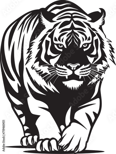 Dynamic Tiger Vector Energetic Lines in MonochromeGeometric Tiger Art Precision in Black Vector Form