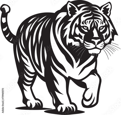 Dynamic Tiger Drawing Energetic Monochrome ExpressionWhimsical Tiger Silhouette Playful Monochrome Contours