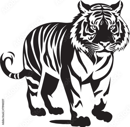 Abstracted Tiger Vector Merged Monochrome VisionFine Line Tiger Art Delicate Monochrome Beauty
