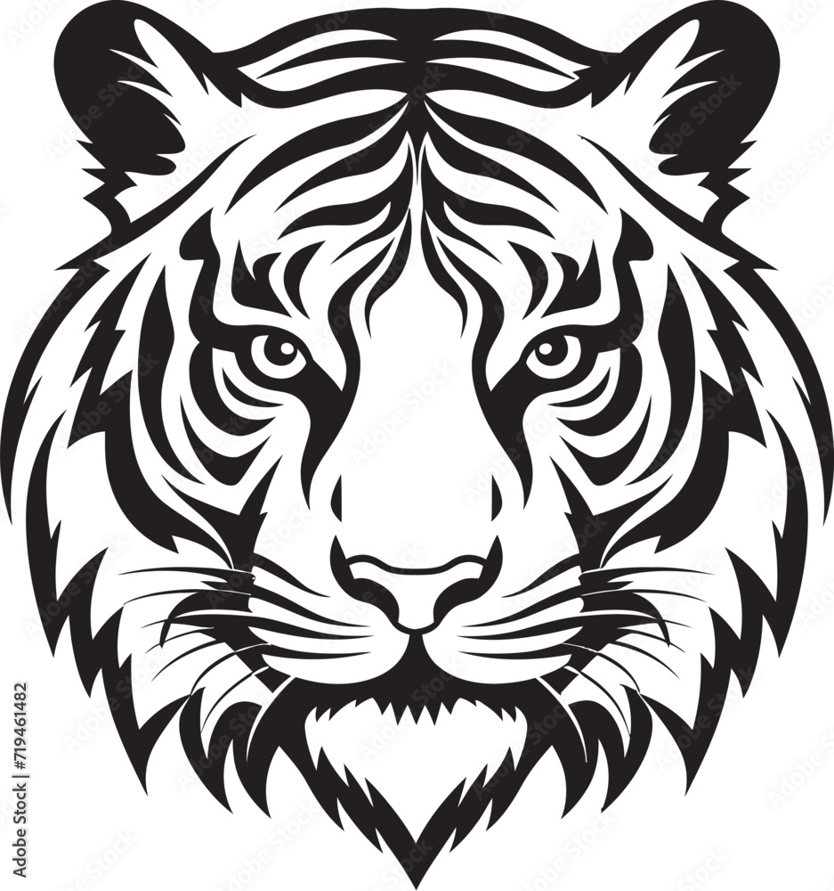 Dynamic Tiger Drawing Energetic Monochrome ExpressionWhimsical Tiger Silhouette Playful Monochrome Contours