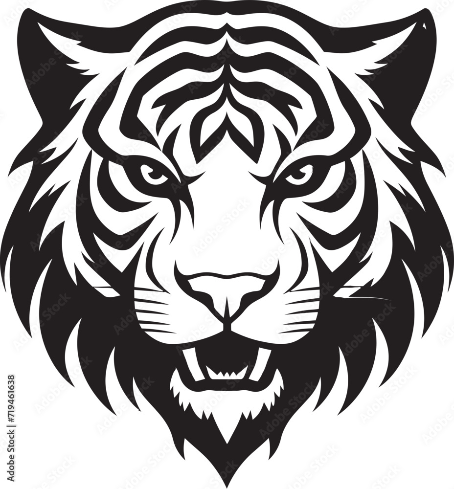 Graphic Tiger DrawingGrayscale Tiger Image