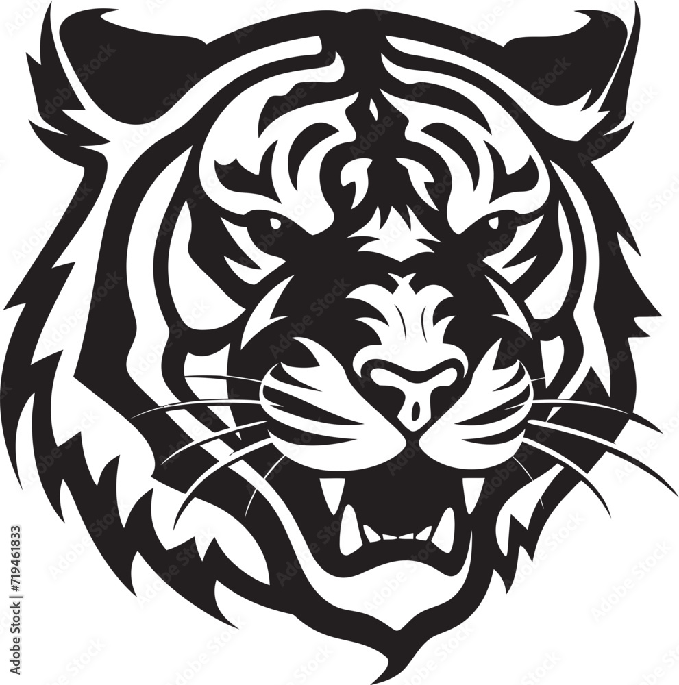 Fluid Tiger GraphicDetailed Black Tiger Vector