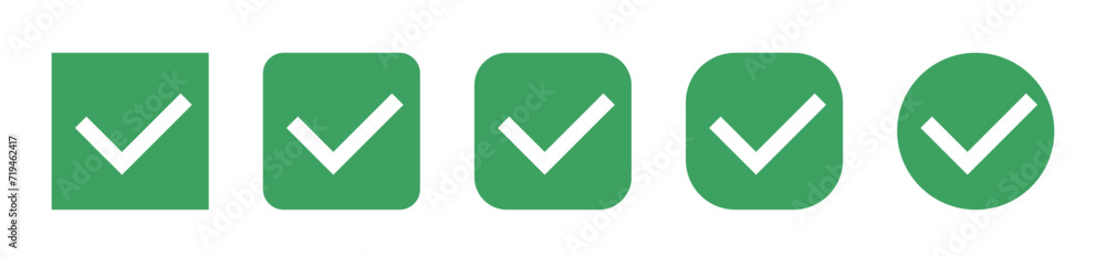 Simple minimalistic check mark icon. Square and circle check mark check box Simple minimalistic check mark icon. Square and circle check mark check box
