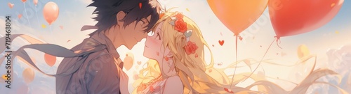 Anime Couple in Love  Perfect for Valentine s Day Celebration.