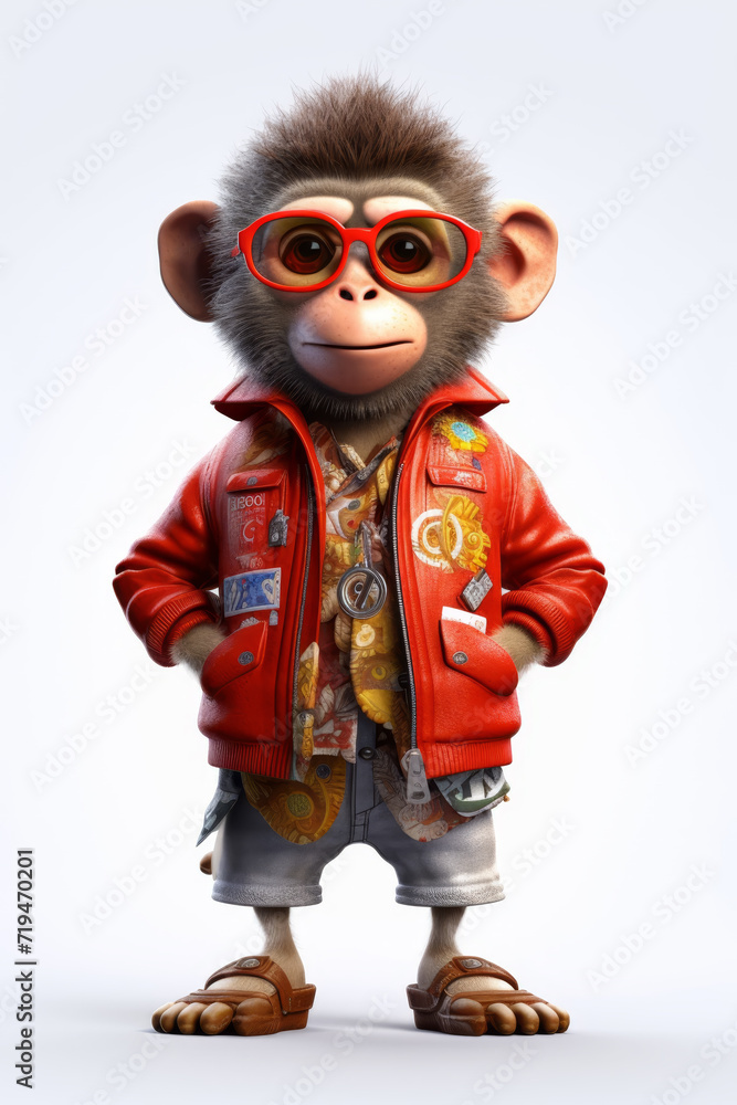 Fashionable Monkey Character in 3D