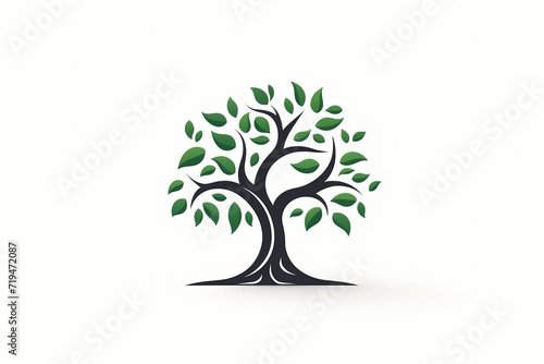 A minimalist logo design of a tree, representing growth and nature, with clean lines and a white background