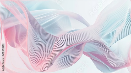 Abstract Geometric Background with Flowing Lines and Waves  Modern Pale Pink and Light Blue Wavy Lines