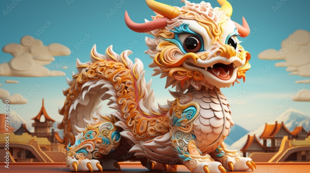 Cute Colorful Chinese Dragon