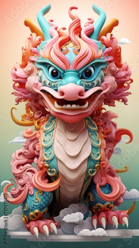 Cute Colorful Chinese Dragon