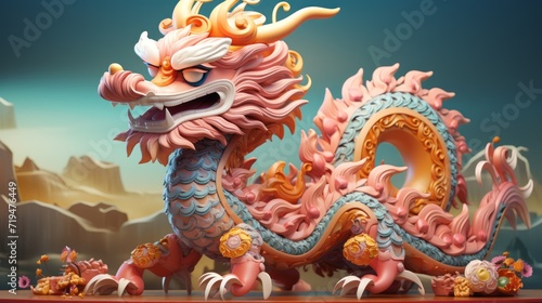 Wallpaper Mural Cute Colorful Chinese Dragon Torontodigital.ca