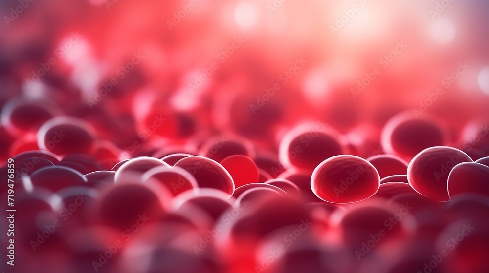 The abstract blood is divided into small spheres that are focused and defocused The abstract blood is divided into small spheres that are focused and defocused
