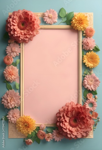 Valentine day ,floral ,roses frame, abstract background mockups on blank surface.  