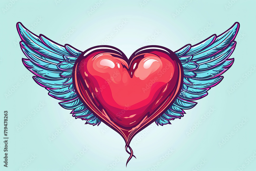 Tattoo. Heart with wings. Valentine's Day. Generative AI Tattoo. Heart with wings. Valentine's Day. Generative AI