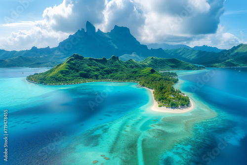Bora Bora, French Polynesia, with crystal-clear waters