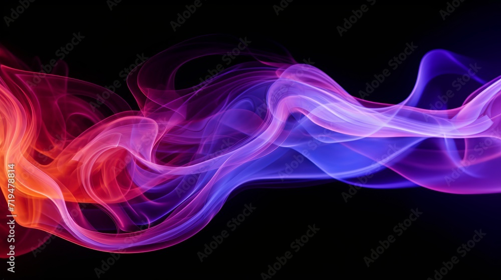 The movement of fire can be seen through the colorful smoke abstracted on a black background. The movement of fire can be seen through the colorful smoke abstracted on a black background.