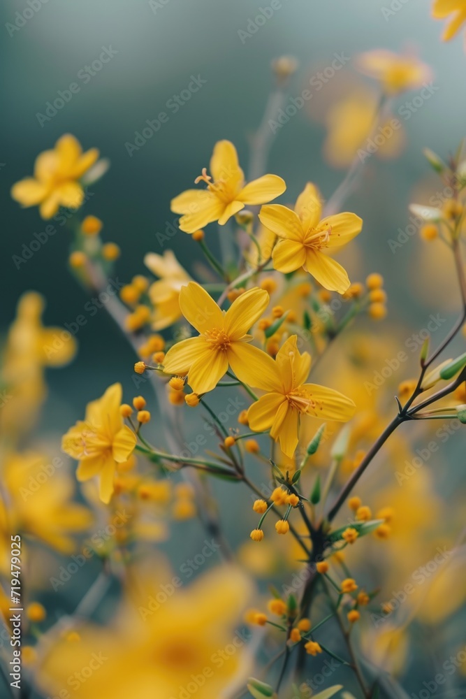A bunch of yellow flowers in the grass. Perfect for spring-themed designs A bunch of yellow flowers in the grass. Perfect for spring-themed designs