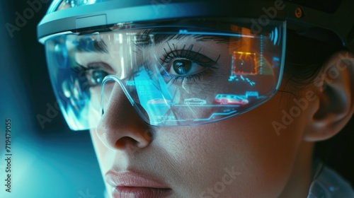 A close up view of a person wearing a helmet and goggles. This image can be used for various purposes