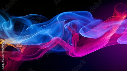 The movement of fire can be seen through the colorful smoke abstracted on a black background.