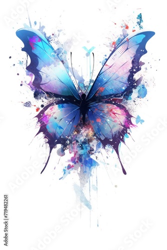 Abstract Butterfly in Flight. Featuring Blue, Purple, and Cyan Blots.