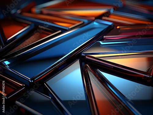 Abstract technology concept background. Shiny metal plates in blue and violet colors.
