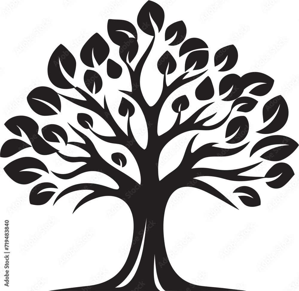 Mystic Monochrome Elegant Blackened Vector WoodsLunar Lull Detailed Vector Sketch of Ebony Trees
