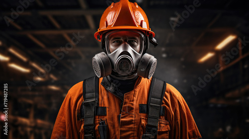 portrait of firefighter with his protections