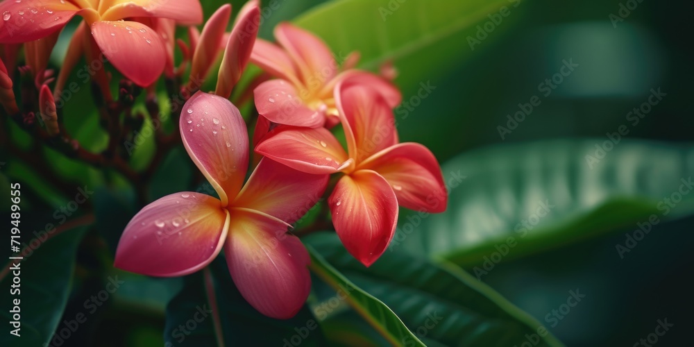 A beautiful bunch of pink flowers with water droplets. Perfect for adding a touch of freshness and vibrancy to any project