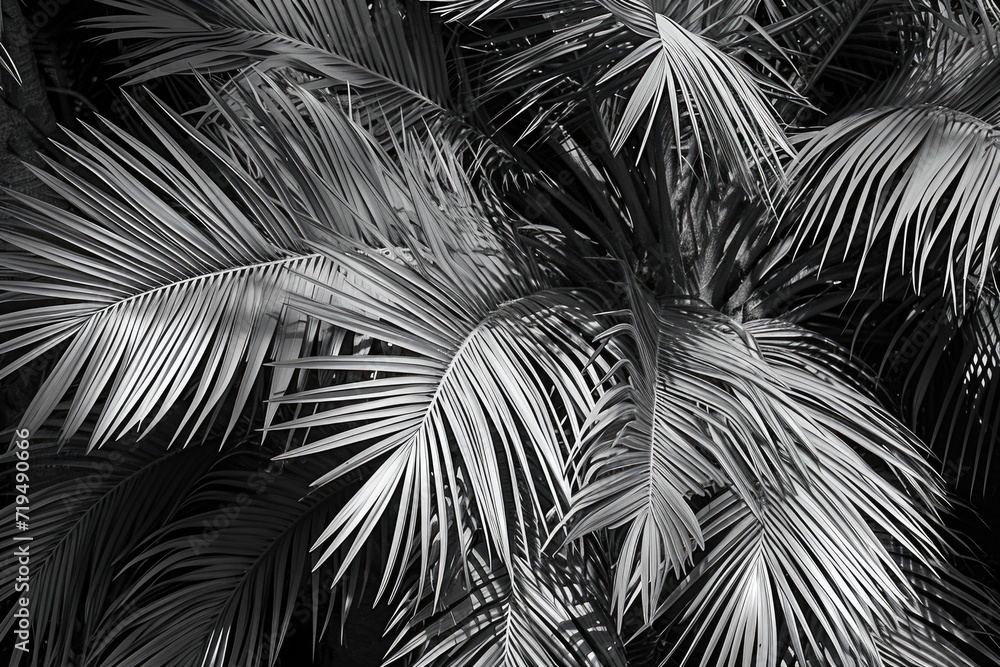 Obraz premium A black and white photo of a palm tree. Suitable for various uses