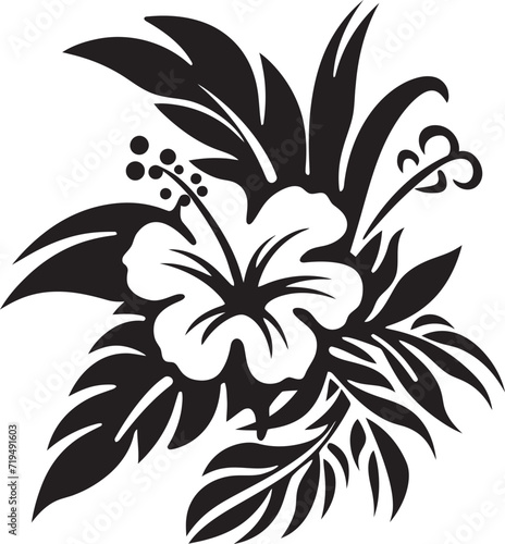 Midnight Hibiscus Harmony Vectorized Floral SerenitySable Botanical Melody Black Floral Vector Flora