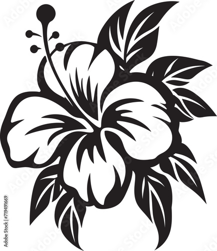 Luminous Orchid Oasis Vectorized Tropical FloraInkbrush Hibiscus Melody Black Floral Vector Serenity