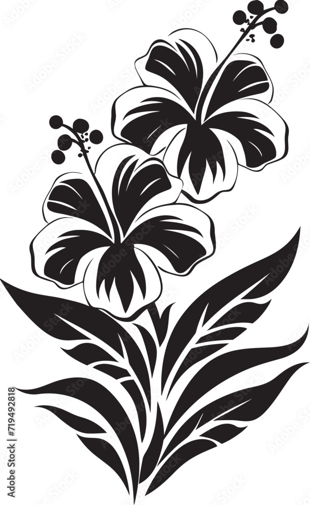 Eclipse Tropic Symphony Black Floral Vector SerenityLuminous Noir Melody Vectorized Tropical Harmony