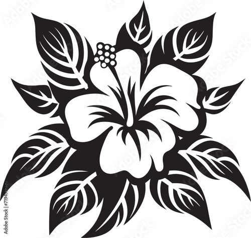 Ebony Enchantment Tropical Floral Vector IllustrationsTwilight Paradise Black Floral Vector Artistry