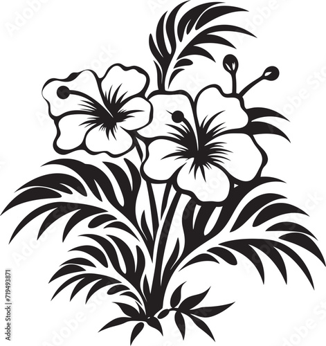 Graphite Tropic Melody Vectorized Floral FloraEclipse Noir Symphony Black Floral Vector Harmony