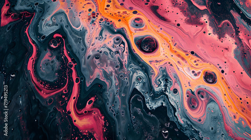 Close-up of a Colorful Liquid Painting