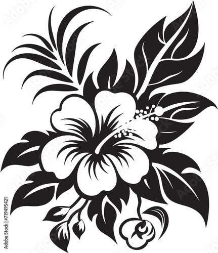 Ebony Orchid Symphony Tropical Floral Vector DesignsSable Petal Patterns Vectorized Tropical Blooms