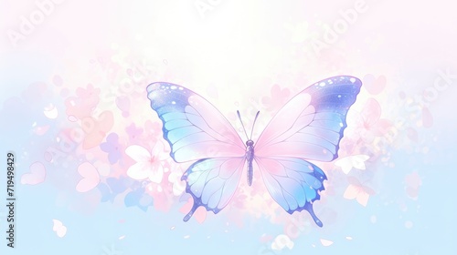 Morpho Butterfly on a Natural Pastel Background. A Graceful Blend of Nature Beauty.