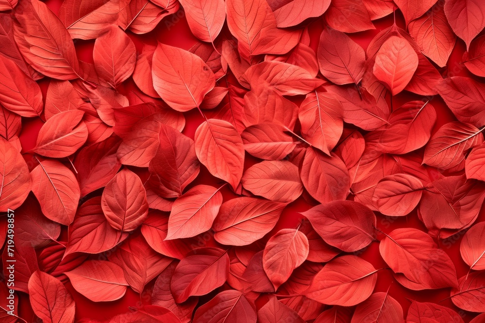 Red Background With Leaf Pattern Red Background With Leaf Pattern
