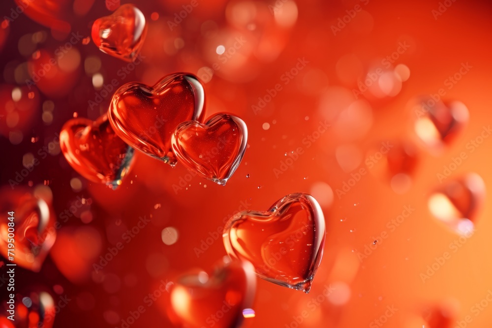 Dynamic Hearts On Valentine's Day: Vibrant Red Background