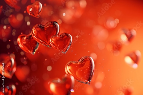 Dynamic Hearts On Valentine s Day  Vibrant Red Background