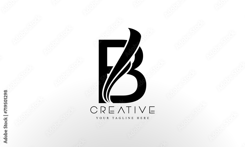 Letter B Logo Design Vector with Curved Swoosh Lines and Creative Look Letter B Logo Design Vector with Curved Swoosh Lines and Creative Look