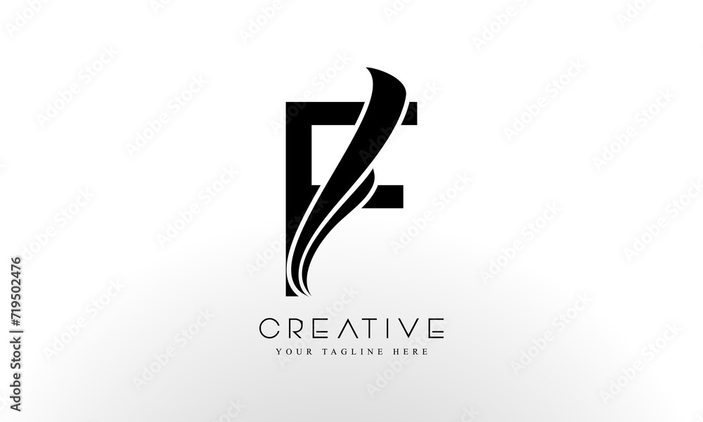 Letter F Logo Design Vector with Curved Swoosh Lines and Creative Look Letter F Logo Design Vector with Curved Swoosh Lines and Creative Look