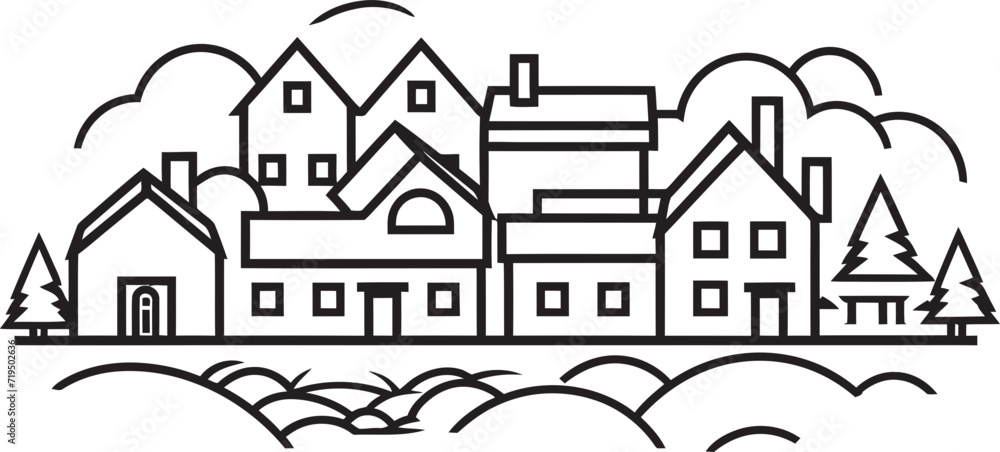 Enigmatic Elegance Vectorized Village TalesEthereal Echoes Black Vector Villages