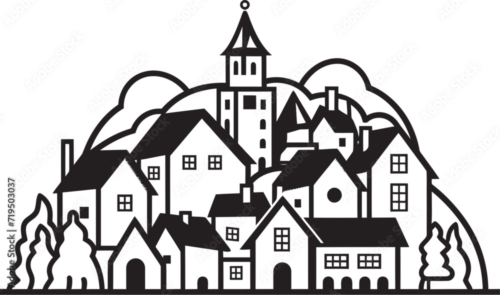 Nocturnal Nostalgia Black Vector VillagesShaded Silhouettes Village Vector Chronicles