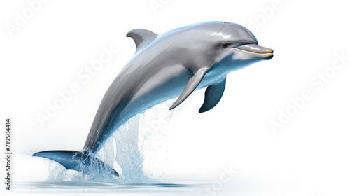 Stunning image capturing dolphin leaping out of water. Perfect for marine life enthusiasts and those looking to add touch of excitement to their designs © vefimov