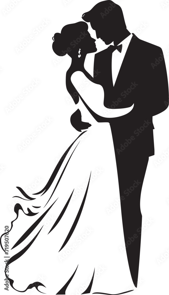 Pure Matrimony Vector Wedding ArtSleek Strokes Black and White Couples