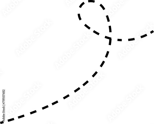 Hand drawn dotted linear vector . Curved line icon isolated on transparent background. Path travel dotted line trip dashed trace destination track plan and silhouette, travelling symbol.
