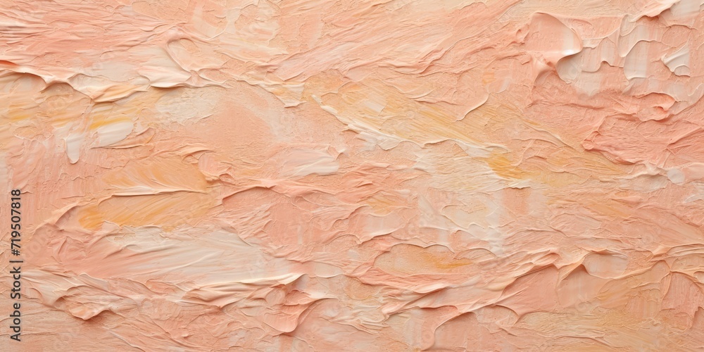 Fototapeta premium Generative AI, Closeup of impasto abstract rough peach fuzz color art painting texture 