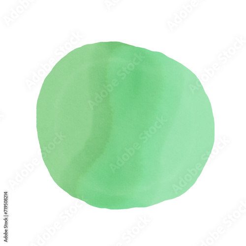 Large watercolor circle in 2 shades of green, sheer overlay decoration, fluid green paint  photo